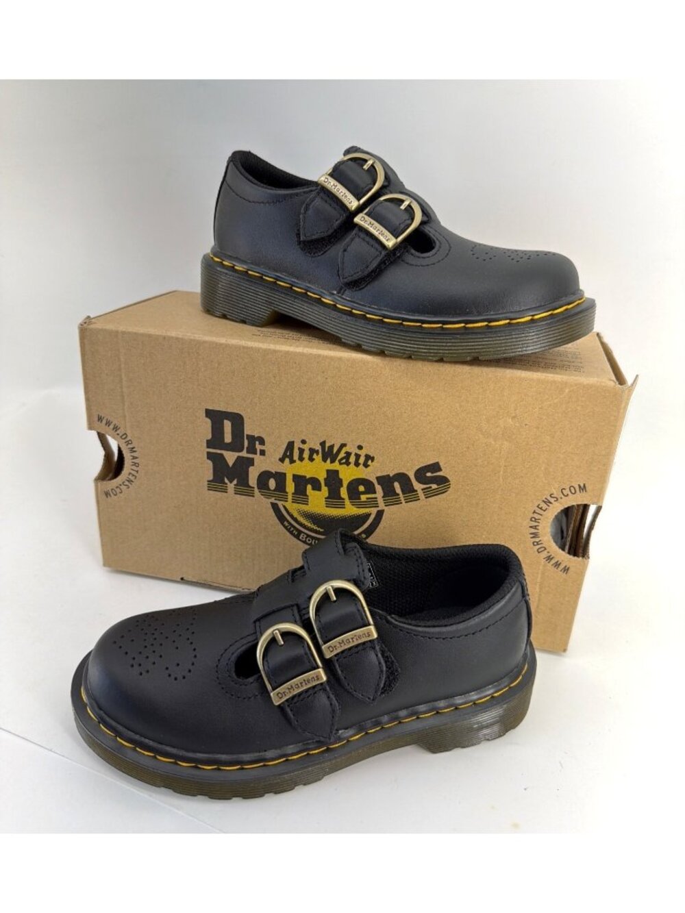 Dr Martens 8065 Black Leather Mary Jane Formal Girl Shoes Kids Size 12